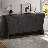 Dolonm 59 in. Industrial Credenza with 4 Doors & Wooden Legs MDF Storage Cabinet, Bronze Clasps, Adjustable Shelves, Color - 3 of 4