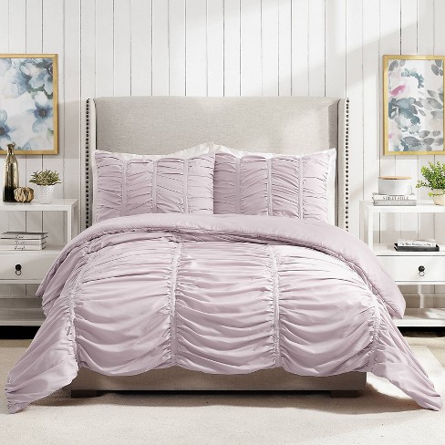 King 3pc Emily Textured Comforter Set Purple - Modern Heirloom : Target