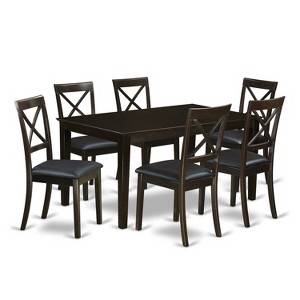 Modern Dining Set 7 Piece - Rectangle Table & 6 Chairs - Cappuccino Finish - HomeStock - 1 of 4