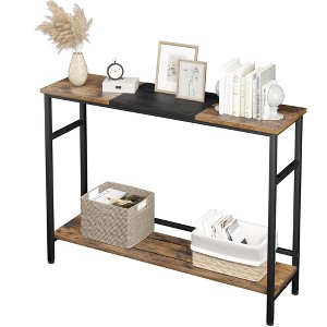 Console Table, Block Entryway Table with Storage, 39.3”Narrow Sofa Table with Adjustable Shelf, Behind Couch for Living Room, Bedroom - 1 of 4