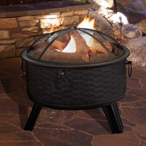 Nature Spring Woven Design Fire Pit - 26" Round, Bronze Finish - 1 of 4