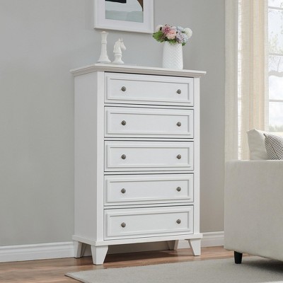 5 Drawers Dresser for Bedroom, Dresser with Wide Drawers, Wood Chest of Drawers, Tall Dresser