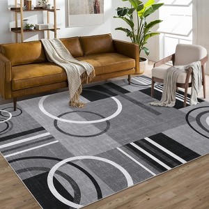 Abstract Circle Area Rugs for Living Room Soft Washable Rugs Ultra-Thin Non-Slip Modern Dining Room Carpet - 1 of 4