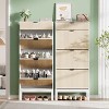 GustoWave Shoe Storage Cabinet with 3 Flip Drawers, Farmhouse Fluted Shoe Organizer with Metal Legs, Freestanding Hidden Slim Narrow Shoe Rack - 4 of 4