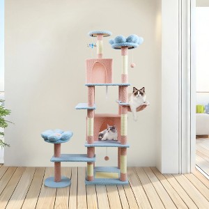 BABYYER 71" Flower Cat Tree with Condo and Hammock, Multi-Level Cat Tower with Removable Cushion, Durable Pet House Furniture for Indoor Cats - 1 of 4