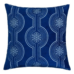 TopComfy Support Pillow Holiday Blue Velvet Throw Pillow with Snowflake Embroidery for Winter Decor, Blue, 17"*17"*10" - 1 of 4