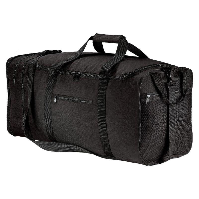 Packable Travel Duffel Bag- Easy Storage and On-the-Go Convenience with Multiple Zipper Compartments - Foldable and Lightweight - 50L - Black, 1 of 6