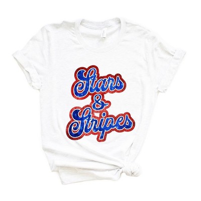 Simply Sage Market Women's Stars and Stripes Cursive Short Sleeve Graphic Tee