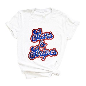 Simply Sage Market Women's Stars and Stripes Cursive Short Sleeve Graphic Tee - 1 of 4