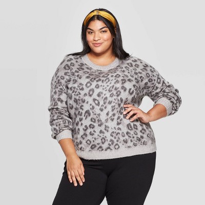 plus size leopard print sweatshirt