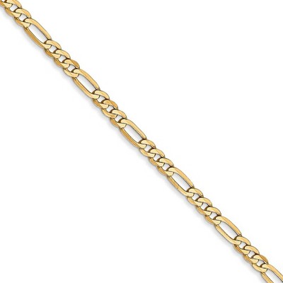 Black Bow Jewelry 2.75mm, 14k Yellow Gold, Flat Figaro Chain Necklace