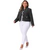 Agnes Orinda Women's Plus Size Tweed Plaid Pockets Long Sleeve Button Down Elegant Office Cropped Blazer - 3 of 4