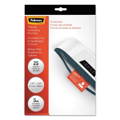 Fellowes Laminating Pouches 5mil 2 5/8 x 3 7/8 ID Size 25/Pack 52007