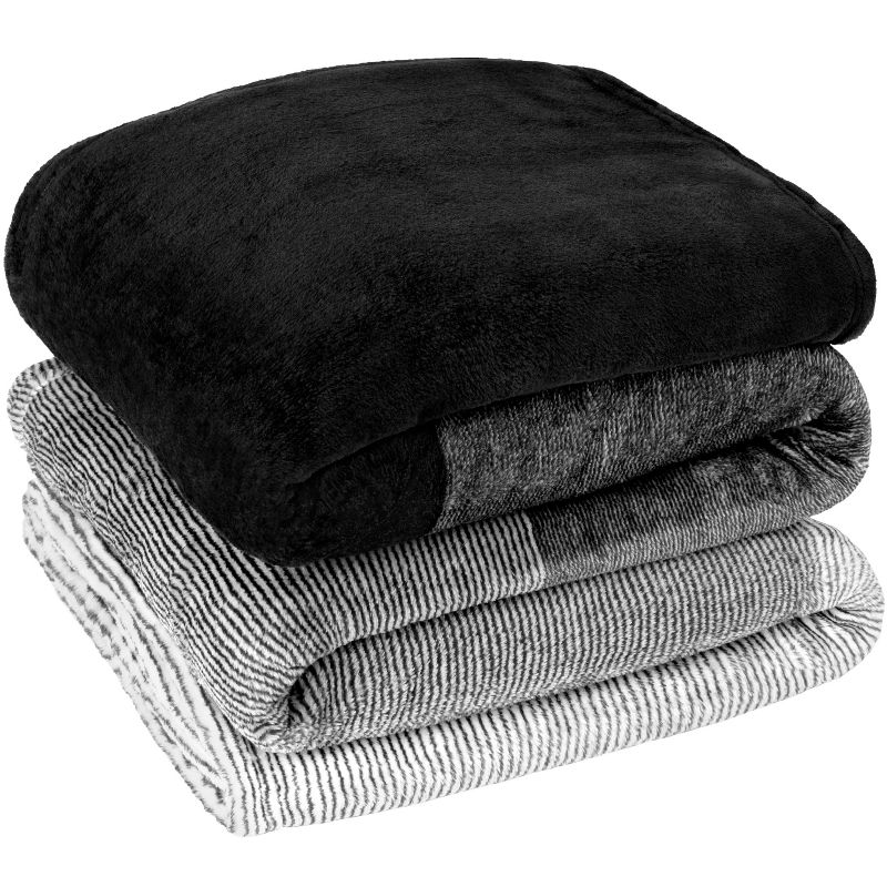 PAVILIA Premium Fleece Throw Blanket for Sofa Couch, Soft Flannel Plaid Stripe Decorative Print Blanket, 2 of 9