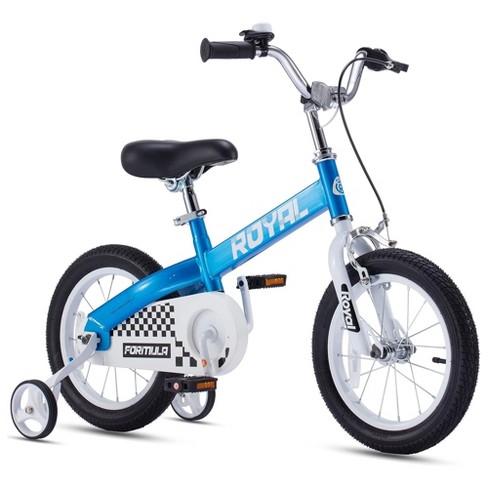 RoyalBaby Formula 14 Kids Bike with Training Wheels Coaster Brake and Adjustable Handlebar Seat for Boys and Girls Ages 3 to 5 Blue