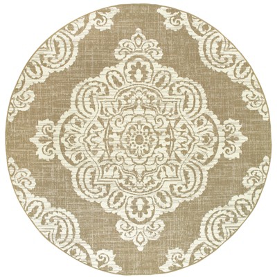 Oriental Weavers Marina 5929J Tan/ Ivory Indoor/Outdoor Area Rug - 7'10" Round