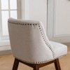 Sapphtopaz 26"H Wood Swivel Bar Stools Set of 2 Upholstered Dining Chairs with Back and Nailheads, Bar Chair for Kitchen Island, Dining Room - 2 of 4