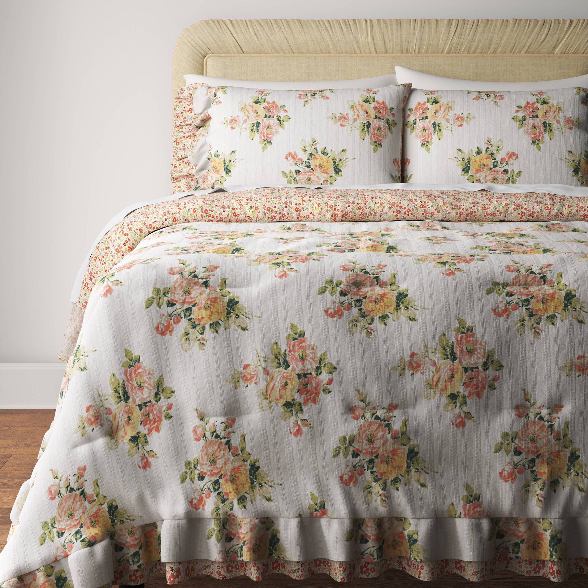 3pc Full/Queen Teen Printed Floral Double Ruffle Comforter Bedding Set - Threshold™ designed with Studio McGee