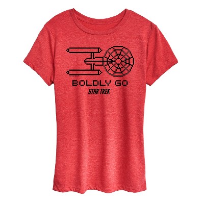 Women's - Star Trek - Boldly Go Pixelated Ship Short Sleeve Graphic T-Shirt