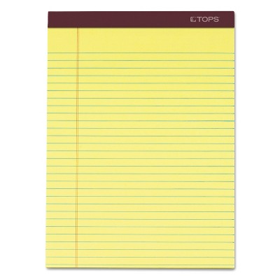 TOPS Docket Ruled Perforated Pads 8 1/2 x 11 3/4 Canary 50 Sheets Dozen 63950