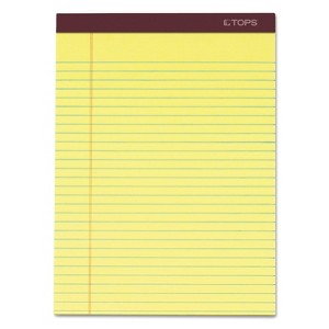 TOPS Docket Ruled Perforated Pads 8 1/2 x 11 3/4 Canary 50 Sheets Dozen 63950 - 1 of 4