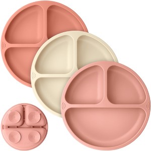 3-Pack Prep Suction Plates for Baby, 100% Silicone Toddler Plates, BPA-Free Divided Baby Plates with Suction - 1 of 4