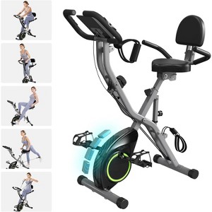 WOPET 3-in-1 Folding Exercise Bike - Recumbent & Upright Workout Bike with 8-Level Magnetic Resistance & Arm Bands, Adjustable Seat, Black - 1 of 1
