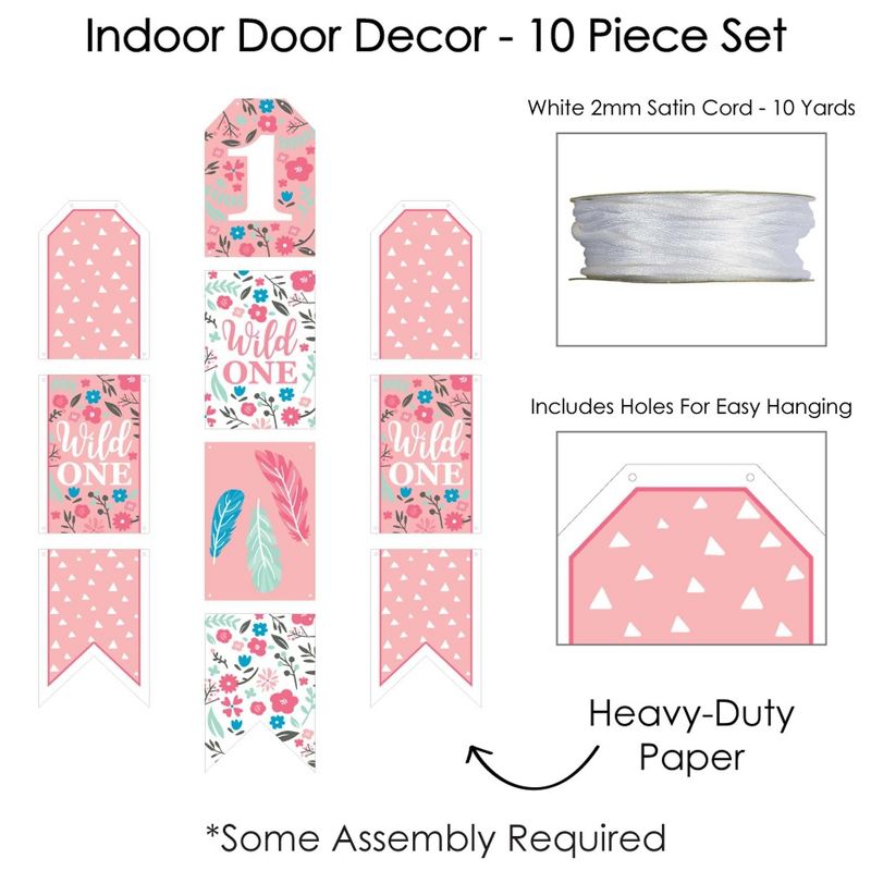 Big Dot of Happiness She's a Wild One - Hanging Vertical Paper Door Banners - Boho Floral 1st Birthday Party Wall Decoration Kit - Indoor Door Decor, 4 of 7