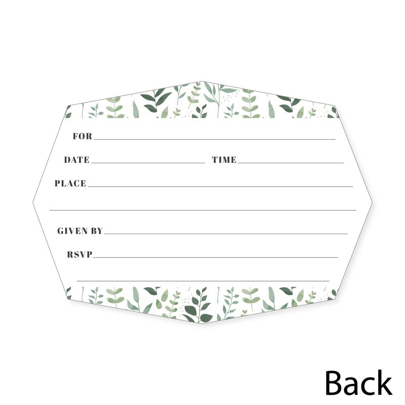 Big Dot of Happiness Boho Botanical - Shaped Fill-In Invitations - Greenery Party Invitation Cards with Envelopes - Set of 12, 5 of 8