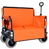 NAYSAYE Wagon 3-in-1 Folding Utility Cart with Bench Seat and All Terrain Wheels for Outdoors, Orange, 40.94"*25.2"*44.29" - 2 of 4