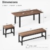 5-Piece Extendable Dining Table Set for 4-8 People with 2 Benches and 2 Square Stools – Mid-Century Kitchen Table - 2 of 4
