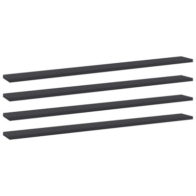 vidaXL Bookshelf Boards 4 pcs Gray 39.4 in.x3.9 in.x0.6 in. Engineered Wood