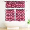 TROPOW 27"W x 51"L Red/Burgundy Kitchen Tier Curtains ¨C Geometric Print Window Valance for Cafe/Bathroom (Pack of 1) - 2 of 4