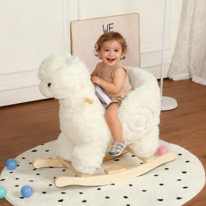 SeaCamel CPC Certified Toddler Rocking Alpaca (White) - Soft Plush Ride-On Toy with Lullaby Song, Hand Puppets & Safety Belt - 1 of 4