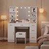 Vanity Desk with Lighted Mirror, 3 Lighting Color Make Up Table, Modern Dressing Vanity Table with Stool, 5 Storage Drawers, 6 Open Shelves - 2 of 4