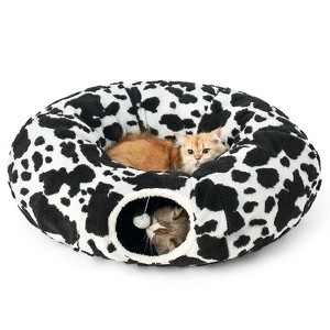 Cozy Kiss Foldable Plush Cat Tunnel Bed with Interactive Toys, Donut-Style Pet Tunnel & Washable Cushion - 1 of 4