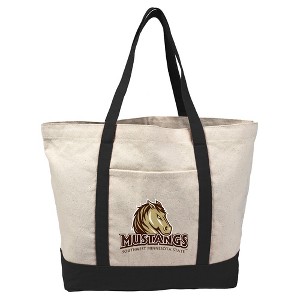 Southwest Minnesota State University Primary Logo Canvas Tote Bag With External Pocket, Reusable Shoulder Bag for Shopping, School, Beach, Black - 1 of 4