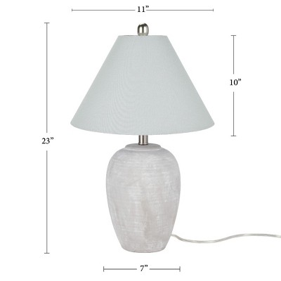 23" Grey Unglazed Ceramic Jar Table Lamp with White Shade