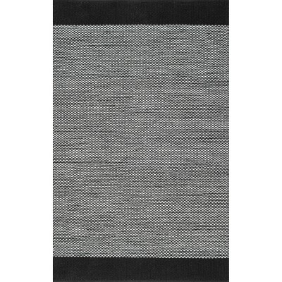 Handmade Reversible Black Cotton Flatweave Rug, 8' x 10'