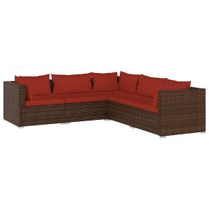 vidaXL Garden Lounge Set Brown PE rattan, powder-coated steel, plastic - 1 of 4
