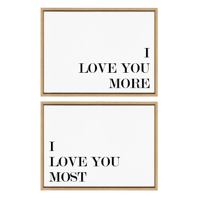 Natural Framed Canvas Quote Wall Art Set, 18" x 24"