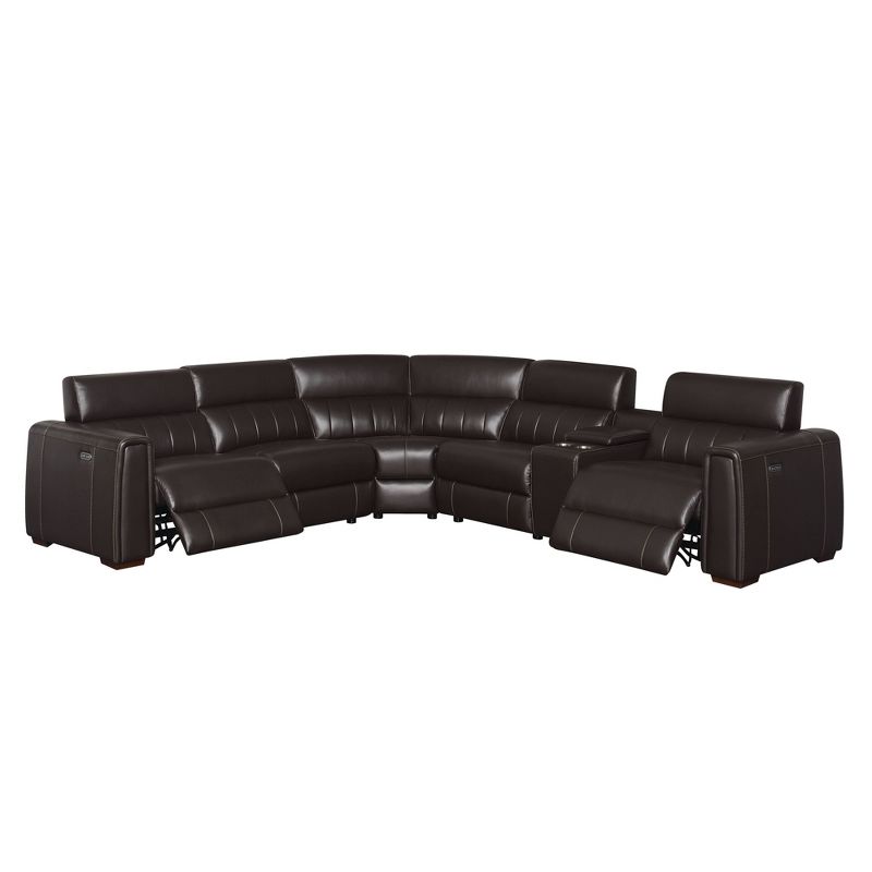 6pc Nara Dual Power Leather Reclining Sectional Sofas Espresso - Steve Silver Co., 5 of 12