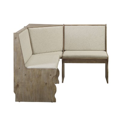 Sasha 50" Natural Wood Corner Dining Nook with Wheat Cushions