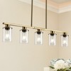 DAKAFUL Modern Linear Pendant Light, 5-Light Industrial Metal Chandelier with Clear Glass Shades for Kitchen Island/Dining Room - 2 of 4