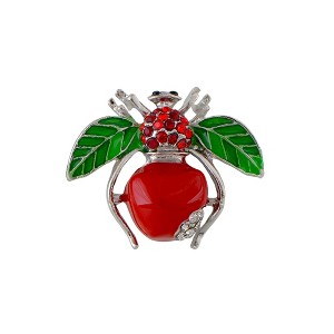 Anna-Kaci Elegant Crystal Rhinestone Fruit and Bee Brooch - Fashionable Gold Plated Fruit Insect Lapel Pins for Dresses and Accessories - 1 of 4