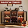 Wine Bar Cabinet with LED Light, Liquor Cabinet with Wine Racks & Glass Holders, Freestanding Coffee Bar Buffet Sideboard for Living Room, Black - 3 of 4
