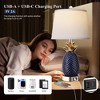 ROTTOGOON 22" Pineapple Table Lamps Set of 2, 3 way Dimmable Ceramic Table Lamp with USB Port, Tall Coastal Table Lamps for Bedroom, Home Office - 3 of 4