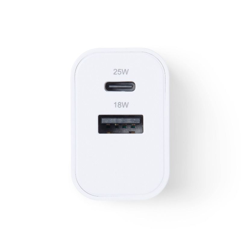 Dual Port 25W USB-A and USB-C Wall Charger - dealworthy&#8482; White, 5 of 9