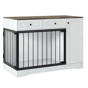 Dog Crate Furniture with Storage, 47'' Dog Kennel with Double Doors, Pet House Side End Table for Small Medium Dogs - 1 of 4