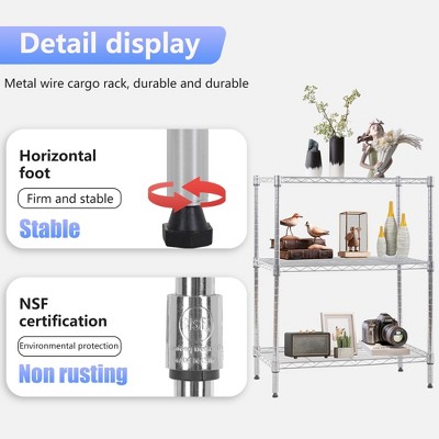 Chrome 3-Tier Heavy Duty Metal Storage Shelf